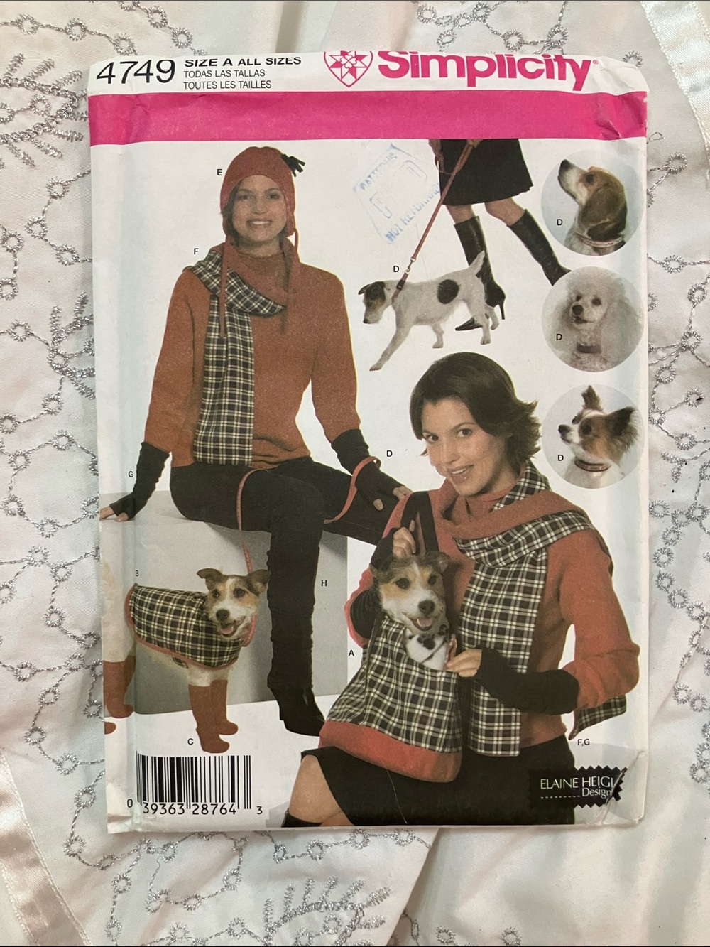 Simplicity Plaid-Accent Small Pet Coat and Scarf Set in Red and Black